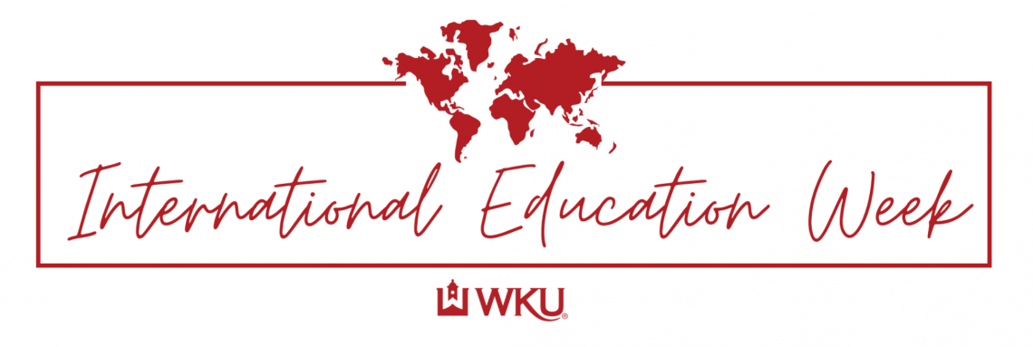 Text reads international education week WKU with a map icon